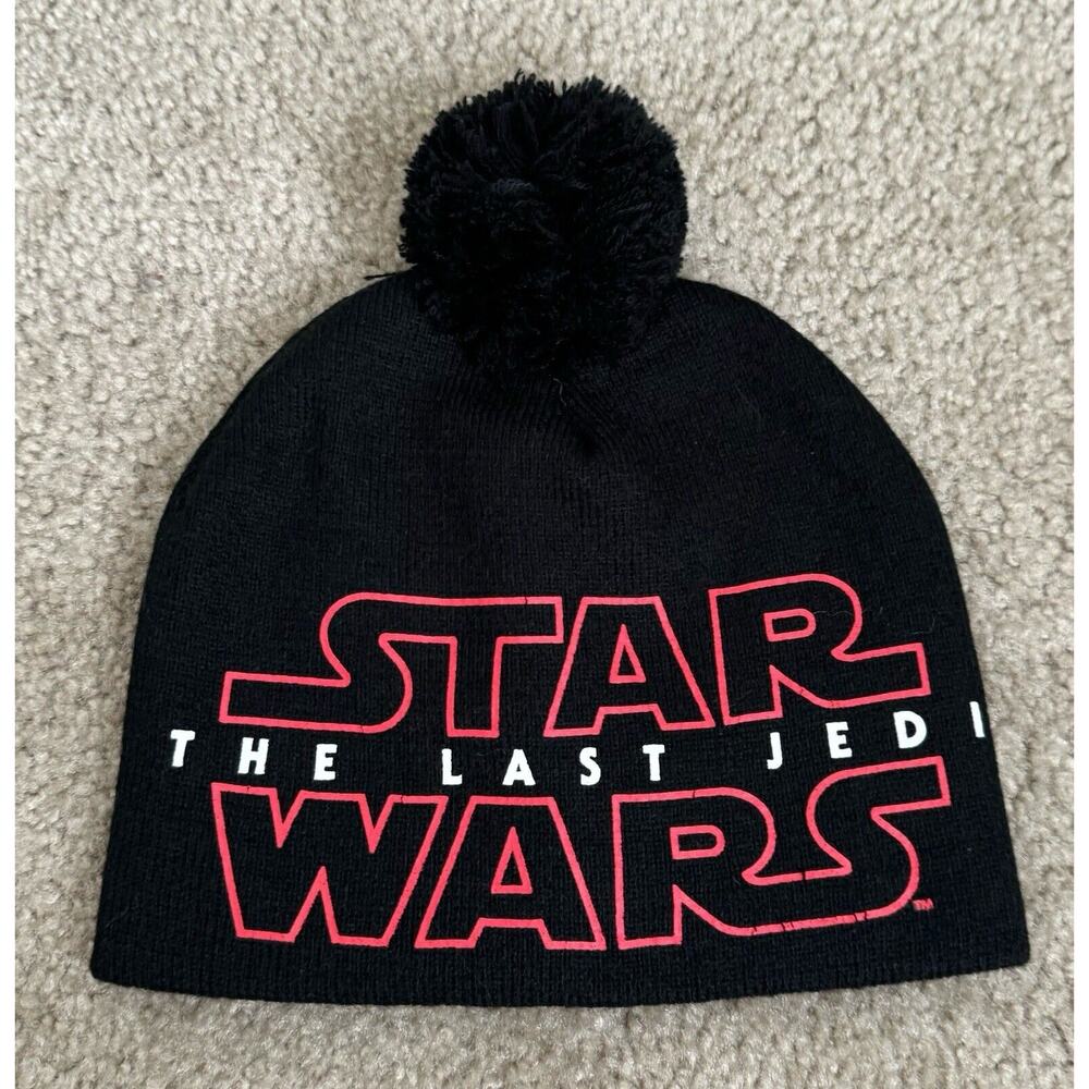 STAR WARS Beanie Hat Cap Stretch Black White Knit Adult The Last Jedi Promotion